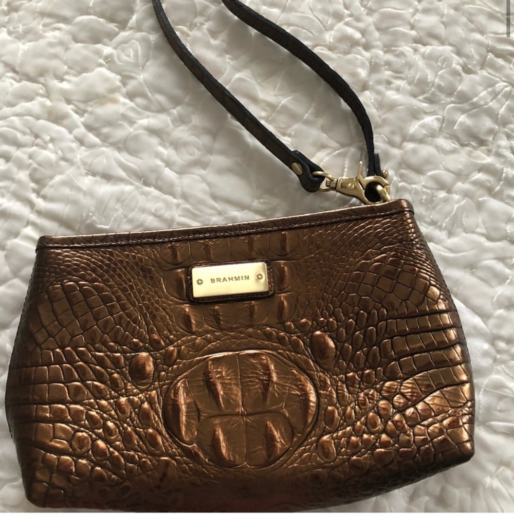 Brahmin signature croc-embossed leather clutch
